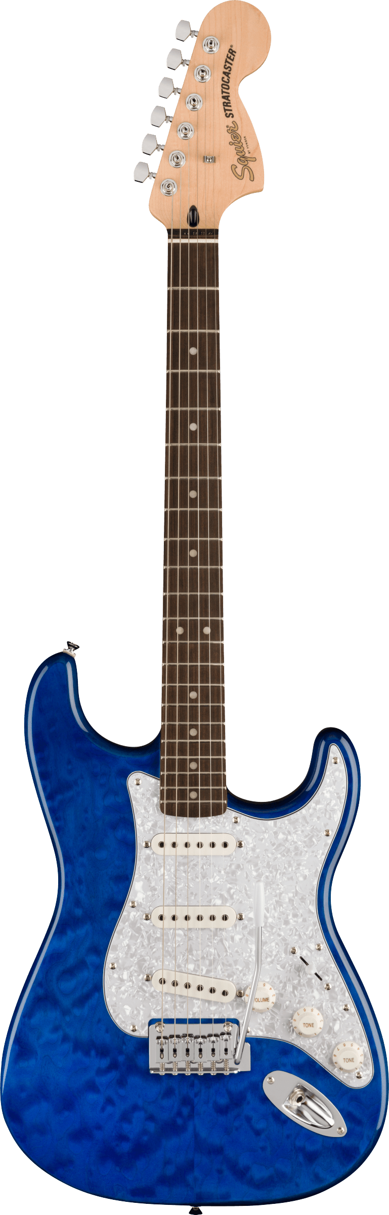 Squier FSR Affinity Stratocaster Quilt-Top Sapphire Blue – The