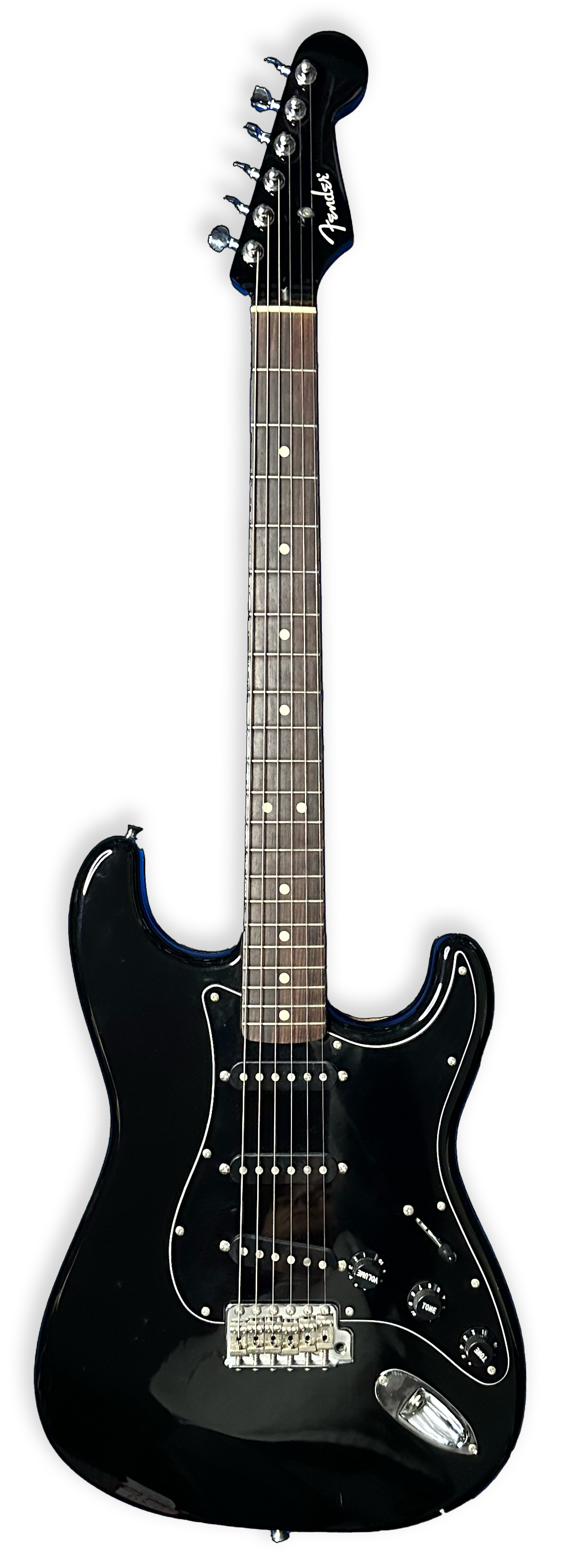 Black top stratocaster guitar